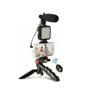 Τρίποδο Κινητού - Κάμερα με Φωτισμό Led και Μικρόφωνο - Τηλεχειριστήριο Μαύρο AY-49