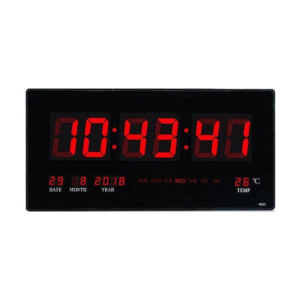 Ρολόι Τοίχου Ψηφιακό Led με Θερμόμετρο και Ημερολόγιο Μαύρο 45x21cm JH4622