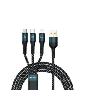 Awei CL-972 Braided USB to micro USB / Type-C / Lightning Cable Μπλε 1.2m