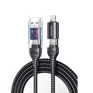 Awei CL-126 Braided USB to Lightning / Type-C Cable Μαύρο 1.2m