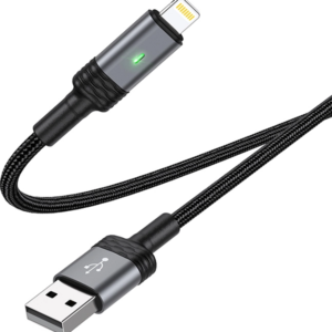 Borofone BU30 Braided / LED USB to Lightning Cable Μαύρο 1.2m