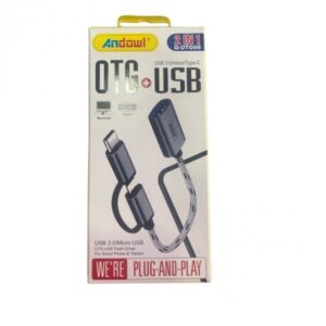 Προσαρμογέας OTG 2 σε 1, από USB 3.0, Micro USB si USB Type-C, Plug & Play ANDOWL Q-OTG08