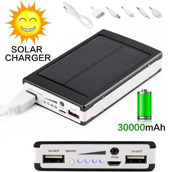 Power Bank Ηλιακό 30000mAh με 2 Θύρες USB-A Μαύρο ES30000