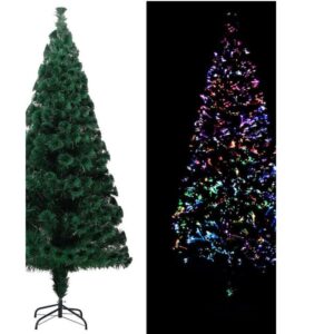 Χριστουγεννιάτικο Δέντρο Πράσινο 180εκ με Μεταλλική Βάση και Φωτισμό Οπτικών Ινών