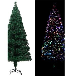 Χριστουγεννιάτικο Δέντρο Πράσινο 210εκ με Μεταλλική Βάση και Φωτισμό Οπτικών Ινών