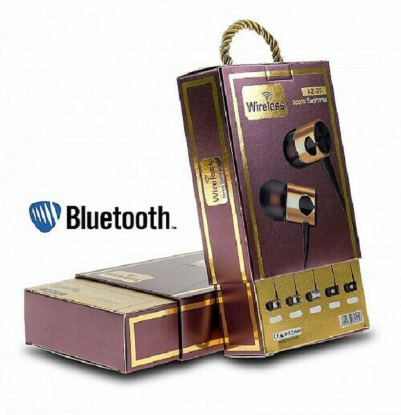 Ακουστικά Bluetooth Handsfree In-ear με Αντοχή στον Ιδρώτα Χρυσό / Μαύρο AZ-25