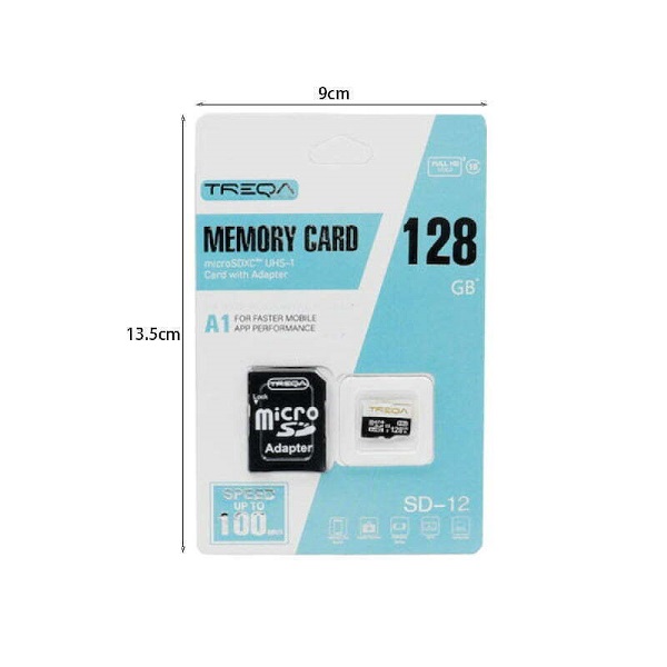 κάρτα μνήμης SDHC 128GB Class 10 U1 A1 UHS-I με αντάπτορα Treqa SD-12