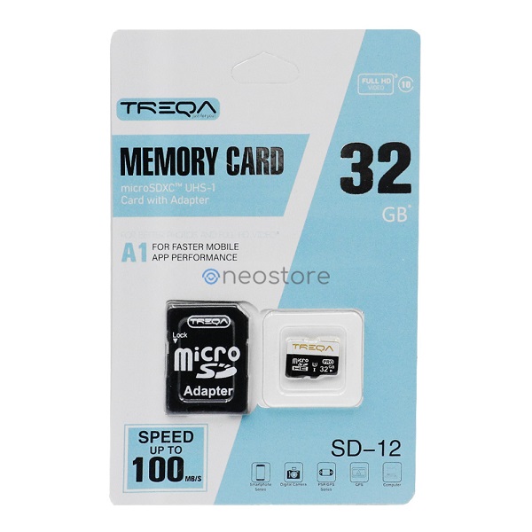 κάρτα μνήμης SDHC 32GB Class 10 U1 A1 UHS-I με αντάπτορα Treqa