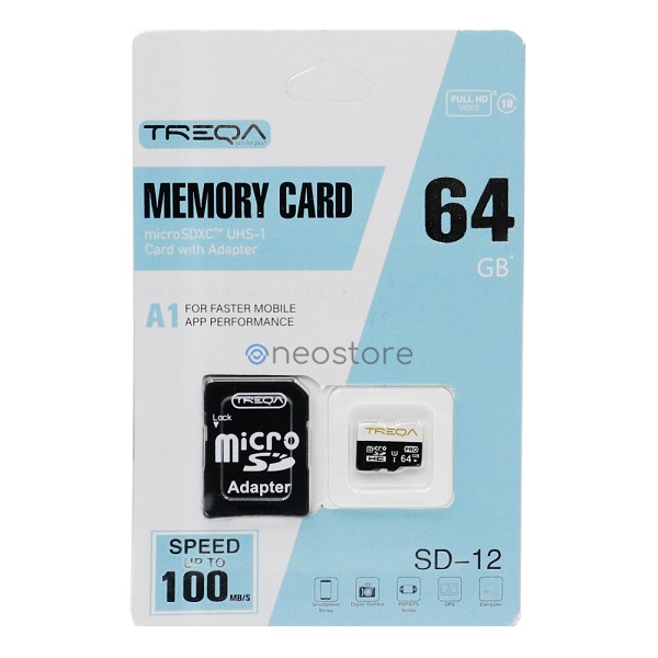 κάρτα μνήμης SDHC 64GB Class 10 U1 A1 UHS-I με αντάπτορα Treqa SD-12